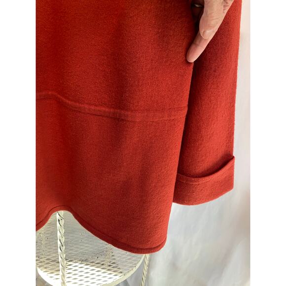 Chicos Sweater Cropped Wool Shawl Collar Cuffed Sleeves Burnt Orange Size Large - Picture 6 of 9